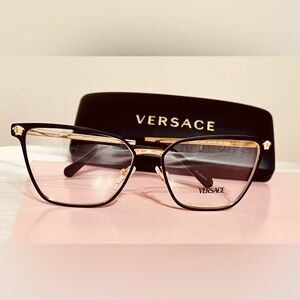 Versace Women's Glasses in Black and Gold